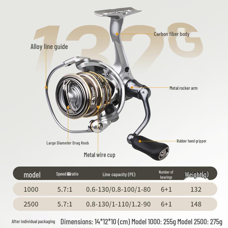 Ultra-light 132g Spin Reel with Slanted Shallow Spool for Versatile Long Casts and Micro Lure Fishing