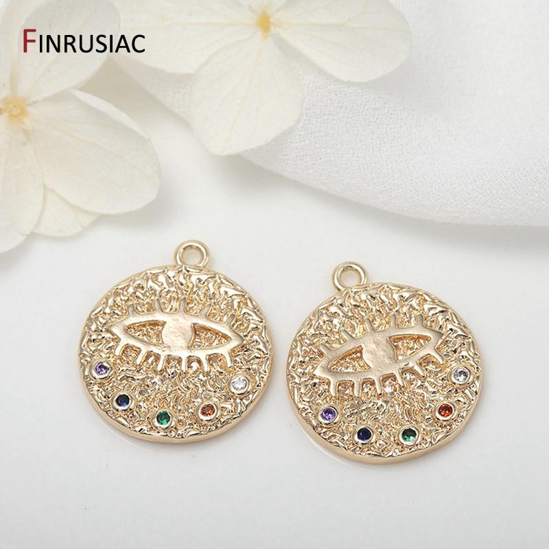 

14K Real Gold Plated Brass Round Pendant Accessories For Jewellery Making Handmade DIY Jewelry Craft 1 piece