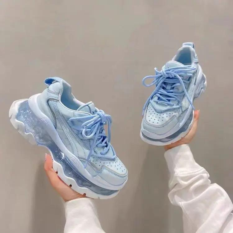 Platform Sneakers Women Breathable Beige Ladies Sports Running Shoes Tennis Female Vulcanized Shoes Sneakers Woman Spring