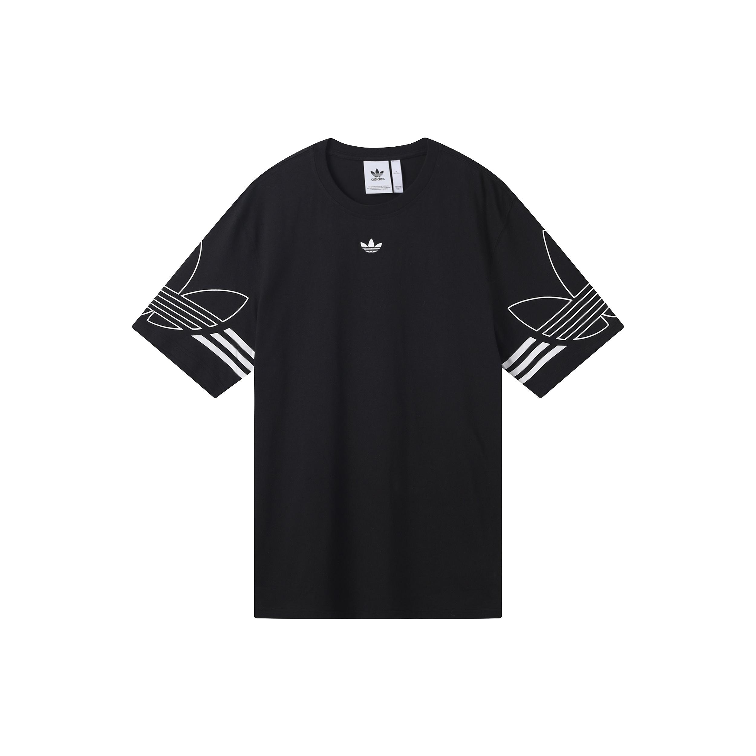 adidas originals Outline Tee Round Neck Short Sleeve Black Men s DU8145 XS