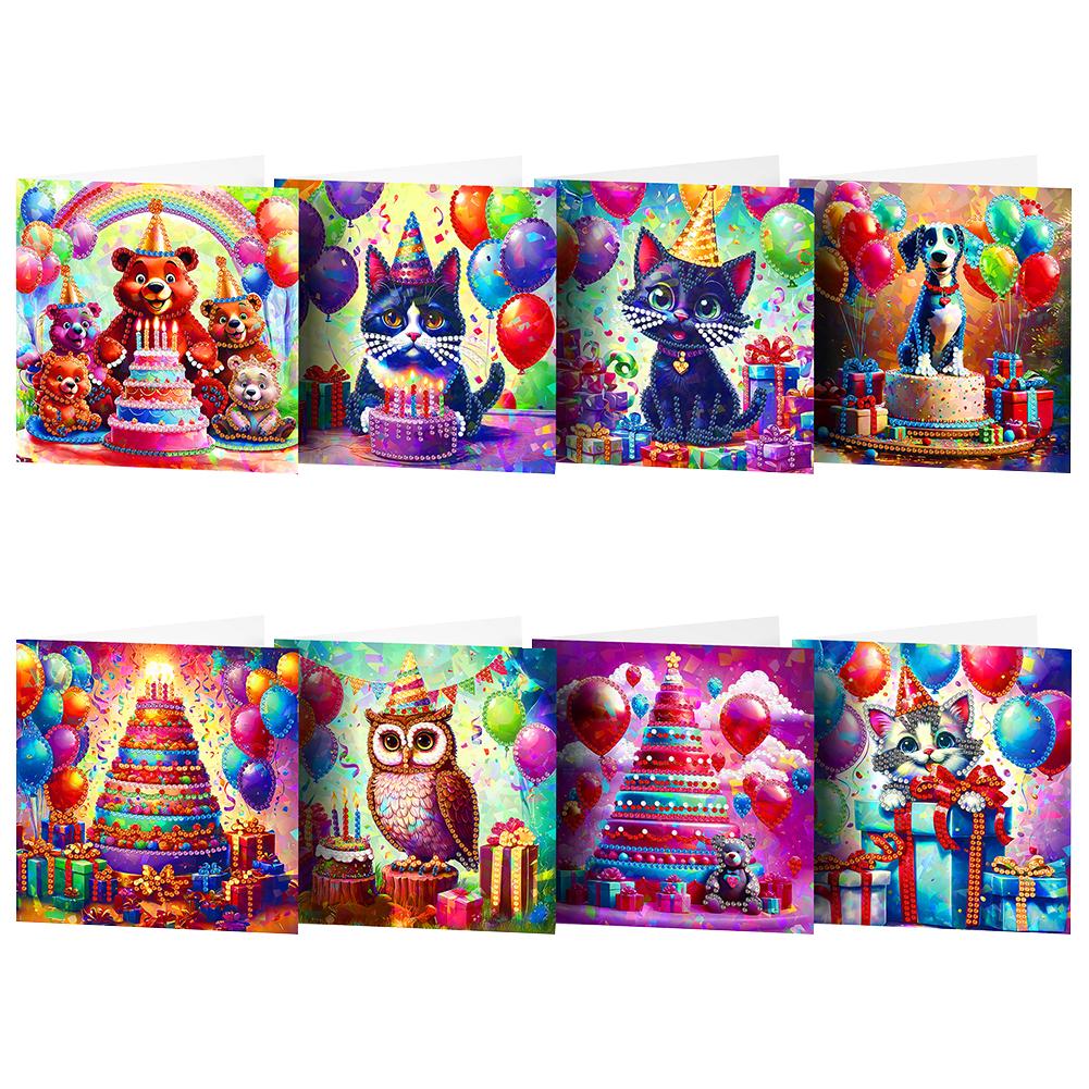 8Pcs Flower Envelope DIY Diamond Painting Card Diamond Daily Wish Card Diamond Painting Greeting Card for Family Friends Gift