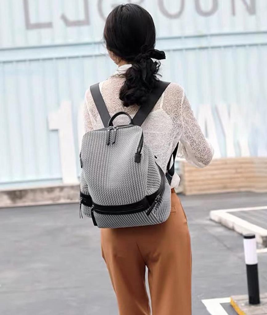 BUKESIYI Women's Mini Backpack, Large Capacity, Waterproof, PU Leather, Gray, JP78110