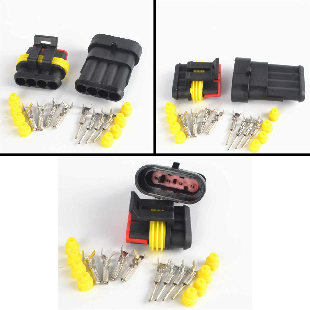 CESFONJER Conector Auto Impermeabil, Terminal Electric Impermeabil, Kit Mufă Soclu pentru Motocicletă, Scuter, Camion, Marină, 4 Pini x 8 Kituri