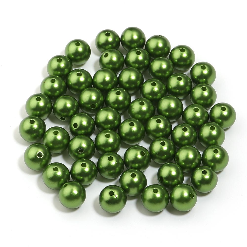 50-1000pcs Round ABS Imitation Pearl Beads Army Green Loose Spacer Beads With Hole For Jewelry Making DIY Bracelets Necklace