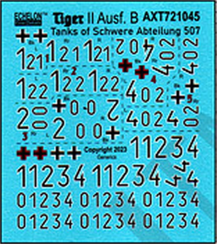 Echelon 1/72 Scale German Tiger II Heavy Tank of the 507th Heavy Tank Battalion Plastic Model Decal AXT721045