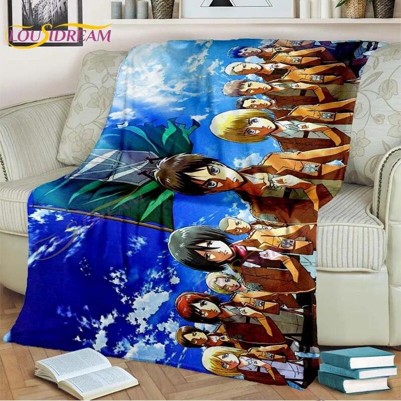 Classic Anime Blanket Attack On Titan Blanket Eren Jaeger Blanket for Bedroom Sofa Livingroom Cartoon Blanket Children's Blanket