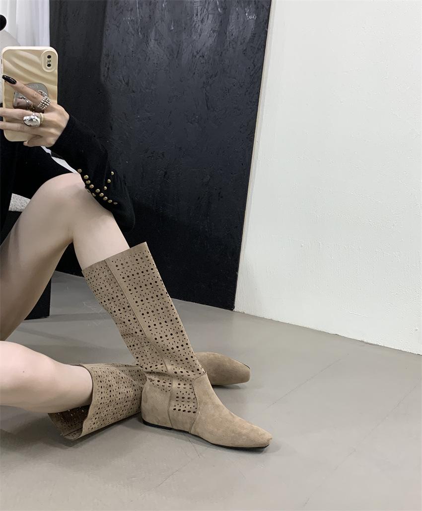 

Британский стиль Maillard ретро полые короткие ботинки короткие ботинки летние тонкие плоская подошва дышащая дырка крутые ботинки тапочки женщины 39 хаки