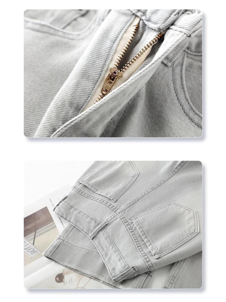 Women's Light Gray High-Waisted Wide-Leg Jeans - New Fashion for Spring/Autumn 2025