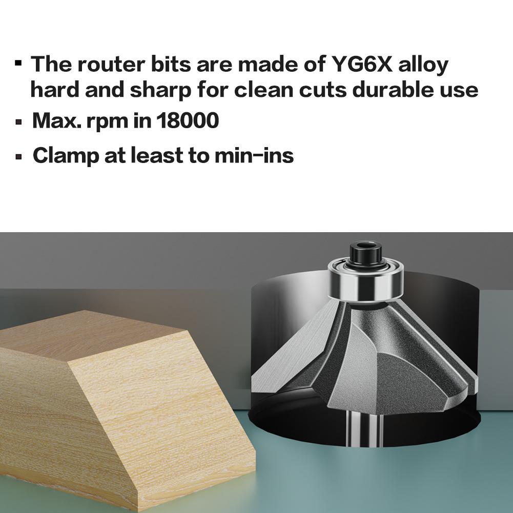 6 Handle 12 Handle 45 Degree Bevel Knife Woodworking Milling Cutter Trimming Machine Engraving Cutter Head 45 Degree Chamfer Knife Bevel Knife