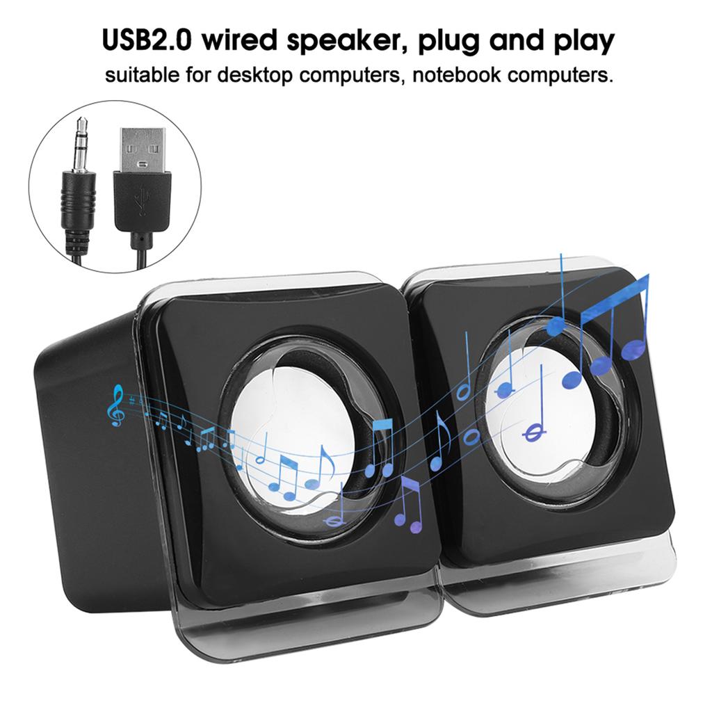 Mini USB2.0 Desktop Laptop Computer Wired Stereo Music Speaker Multimedia Speaker System