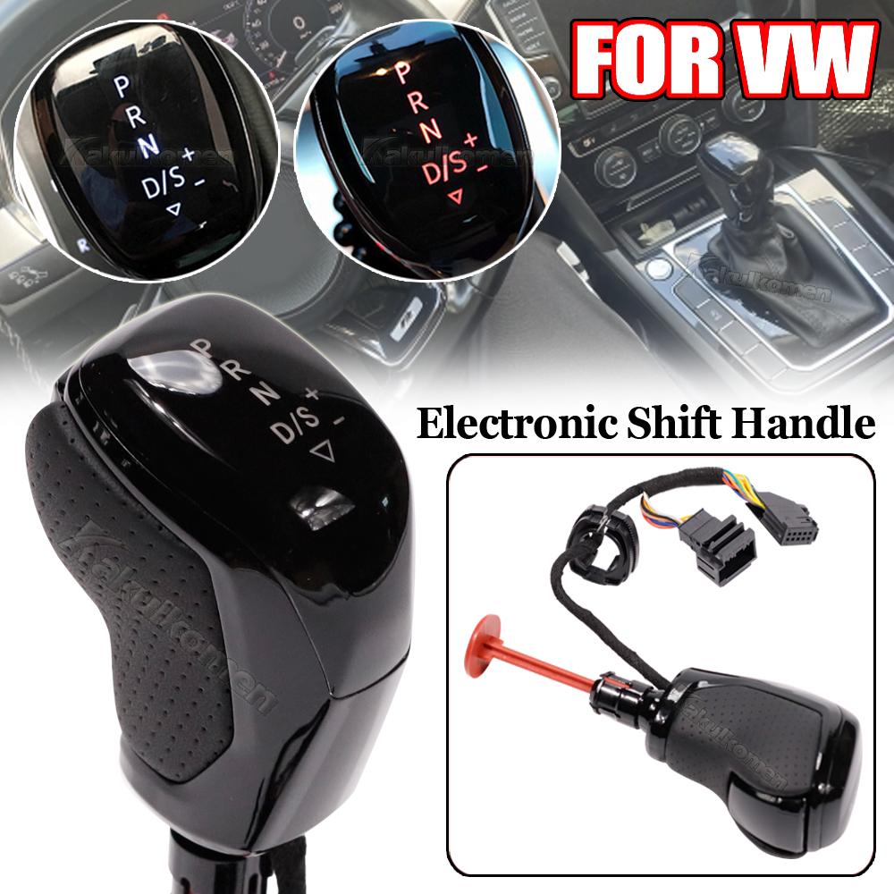 For VW Golf 6 Jetta MK5 MK6 Tiguan Polo Octavia CC Scirocco LED Synchronize Electronic Display Gear Shift Knob Lever Handball