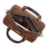Coach Rowan 17 Logo Dorato Texture Scamosciata Pelle di Mucca Borsa da Viaggio Boston Duffel Piccola da Donna Vintage Marrone