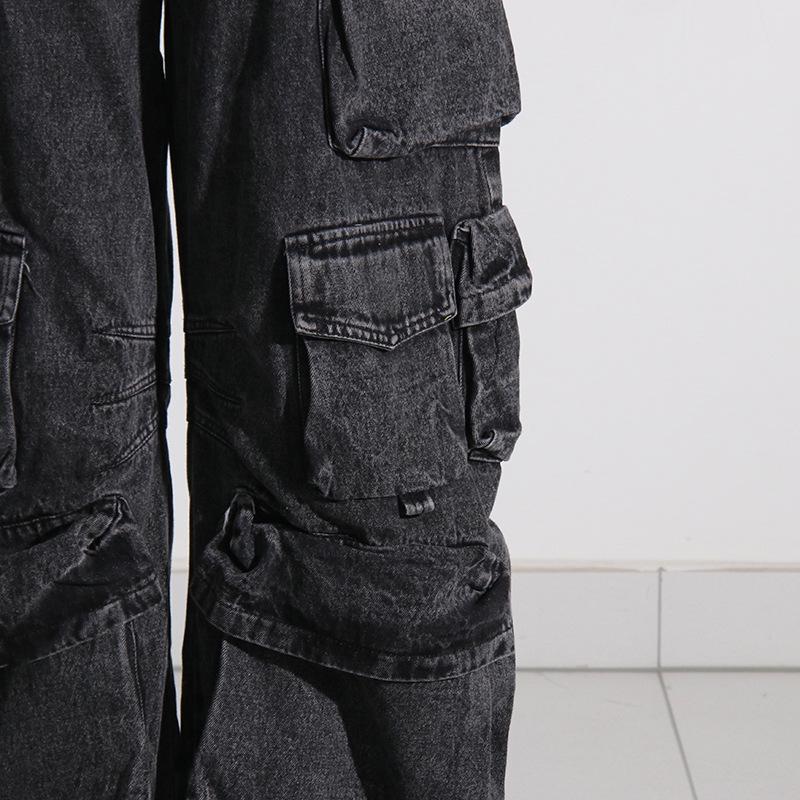 High-Waisted Street Style Multi-Pocket Denim Pants (2025)