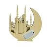 Eid Ramadans Wood Moon Castles Mosque Ornament with LED Light for Muslims Home Tabletop Decoration Festivals Party Gift