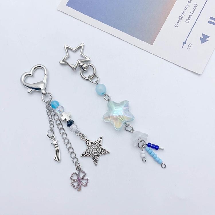 Sweet Star Heart Bead Charm Pendant Chain Phone Straps Pocket Keychain Strap