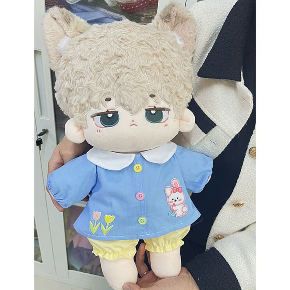 Niannyyhouse 40cm Plush Clothes Set for Kindergarten, Loose Fit, Jacket and Shorts, Dress-Up, Cotton Doll, Accessories (Blue)