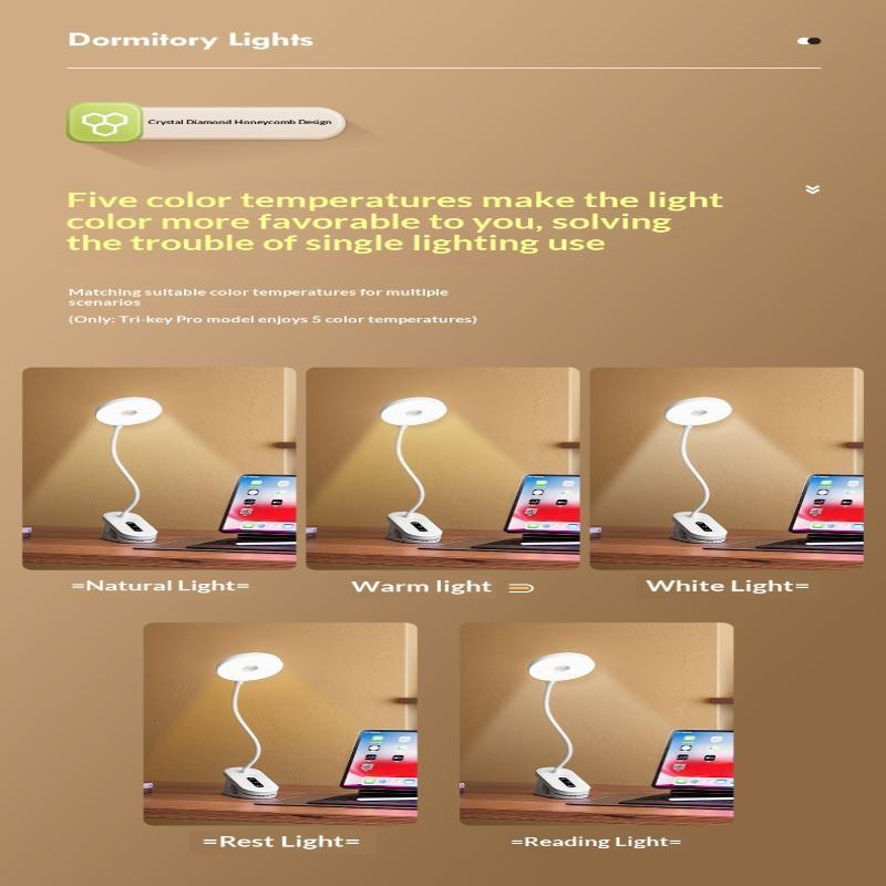 Rechargeable Clip On Led Desk Lamp Flexible Gooseneck Eye Caring Flicker Free For Study Home Office Dorm Reading Work