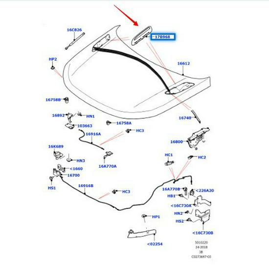 LR116891/LR116890 Black Bonnet Air Vent for 2017 Land Rover Range Rover Velar