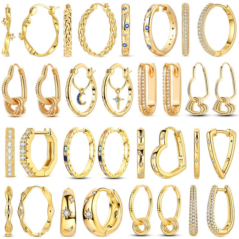 Original Copper Gold Earring For Woman Heart Star Hoop Earring Fashion Jewelry