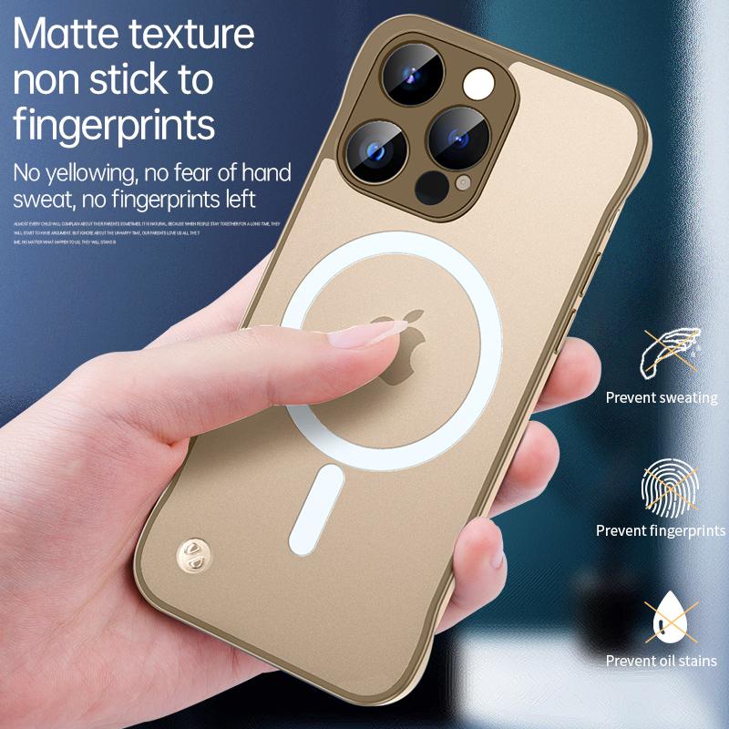 For iPhone 16 Pro Max Case Compatible with MagSafe Matte PC Frameless Mobile Cover