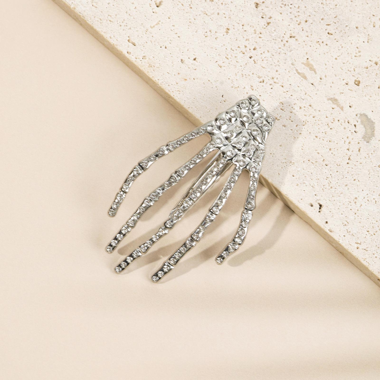

Diamond Skeleton Hand Duckbill Hairpin Halloween Alloy Hair Clips Valentine Headwear Girl Hair Accessories Festival Gift