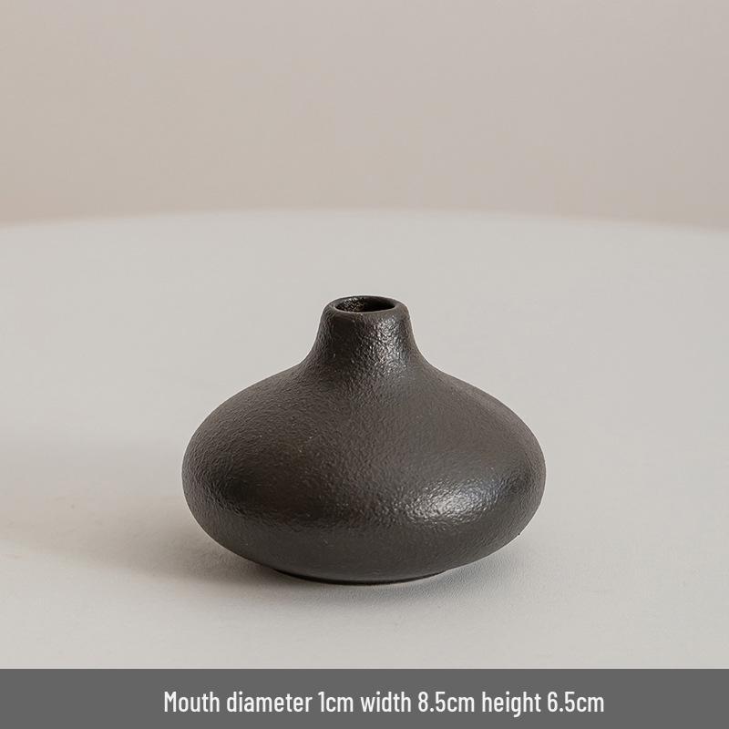 Modern Minimalist Black Ceramic Vase for Home Décor - Small Dried Flower Vase for Living Room