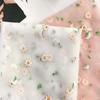 160x90CM Gänseblümchen Netzstickerei Stoff Bestickter Spitzenstoff DIY Vorhang Kleid Kinderkleidung Stoff TJ9419
