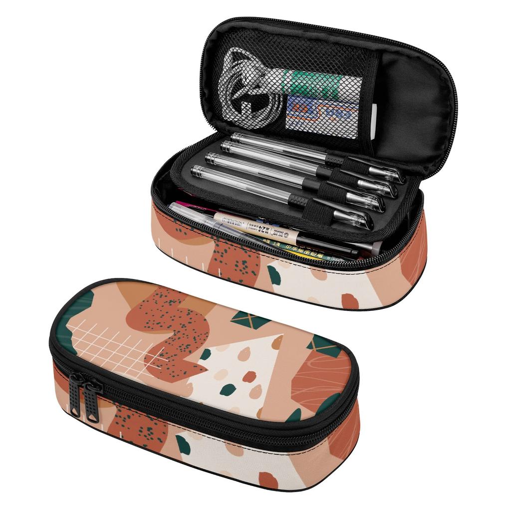 Pen Case Lightweight Wear Resistant Polyester Zipper Closure with Main Compartment Mesh Pocket and Pen Slots for Classroom Use