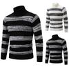 Herren S Schlanke Passform Hoher Kragen Gestreifter Strickpullover Winter Freizeit