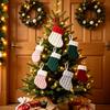 Xmas Tree Hanging Decorations Christmas Tableware Holder, Knitted Stockings Spoon Knife Fork Small Holiday Gift Tags Bag for Fireplace, Tree,