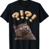 Funny Shocked Confused Surprised Scared Anxious Cat Meme T-Shirt for Men Women Kids
