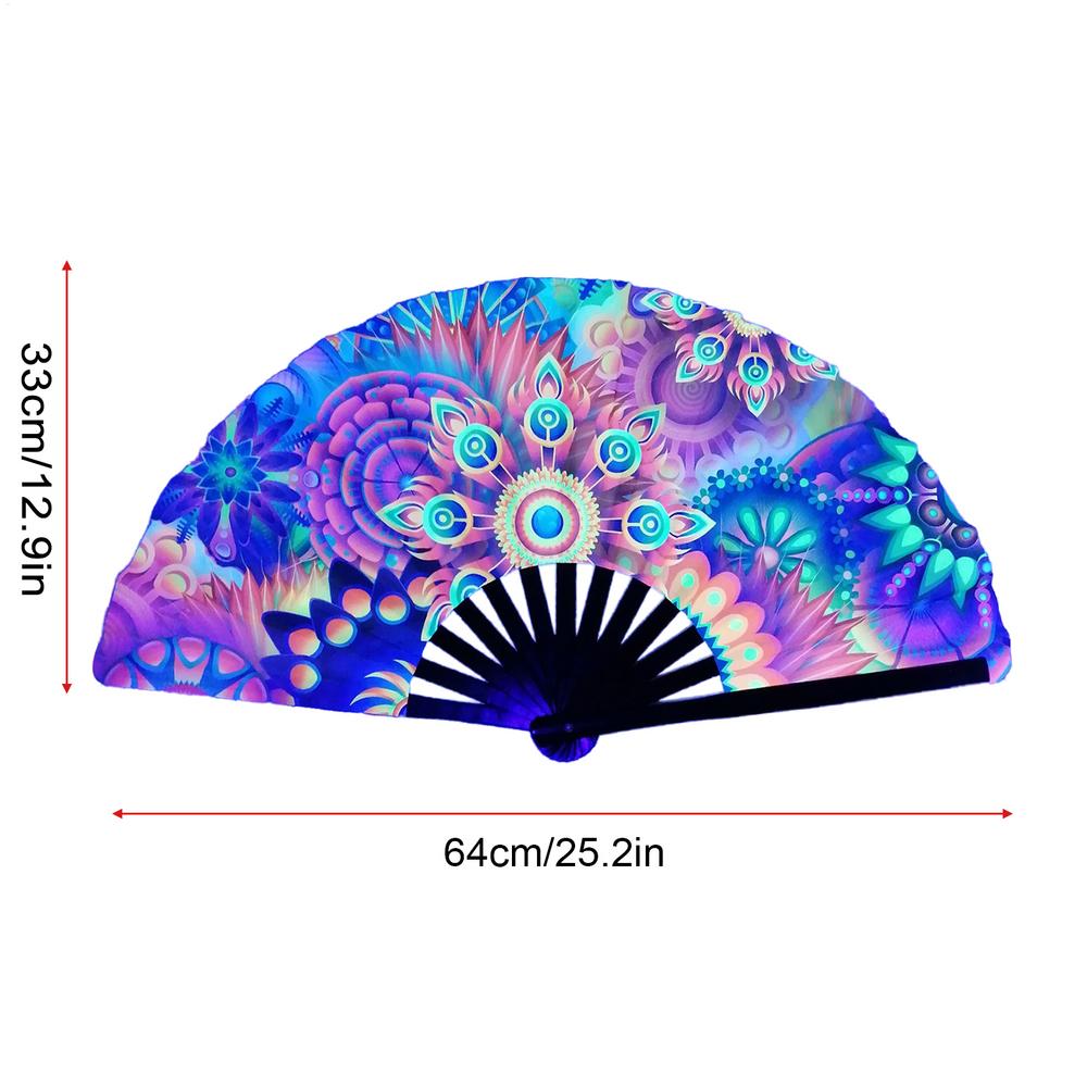 Large Folding Fan Chinese Craft Kung Fu Tai Chi Glowing Fan Multi-Color Wedding Home Decoration Stage Performance Show