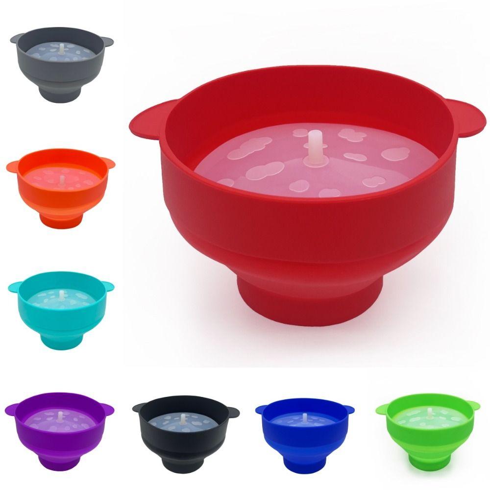 Silicone Microwave Popcorn Bowl Bucket DIY Fruit Dish Popcorn Maker with Lid Chips Christmas