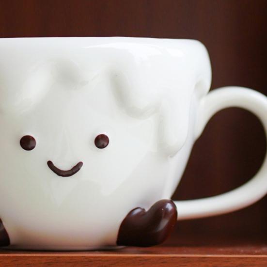Keramický šálek kávy Kreslený vzor Šálek na espresso Hrnek na čaj Latte Hrnek na mléko Multifunkční šálek na nápoje pro kancelář Home