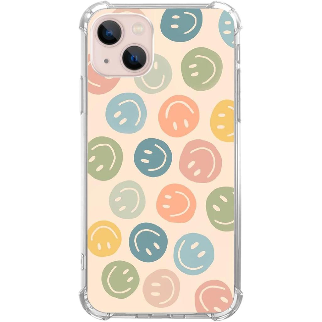 Cute Colorful Smile Face Case Compatible with iPhone 15, Happy Face Case for iPhone 15 for Teens Men and Women, Cool TPU Bumper Phone Case Cover