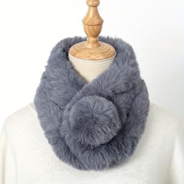 New Polyester Imitation Rabbit Fur Windproof Scarf for Women Winter Thickened Plush Warm Custom Scarf