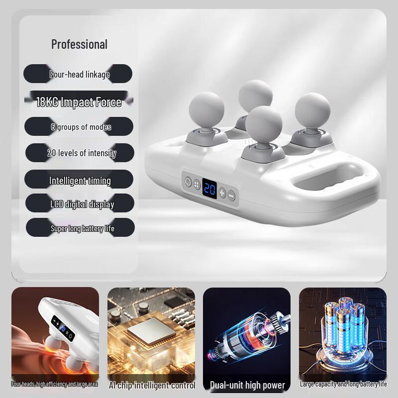 

BOSHILI Professional 4-Head Deep Tissue Percussion Massager