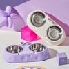 Double Bowl Puppy Food Feeder Cheese Shaped Kitten Feeding Bowl Pet Drinking Dish  Pet Supplies