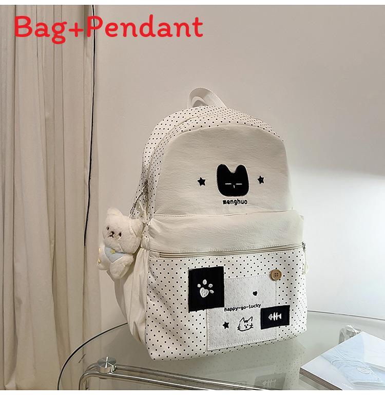 Süßer Katzen-Punkt-Rucksack Für High-School-Mädchen Nylon-Schultasche