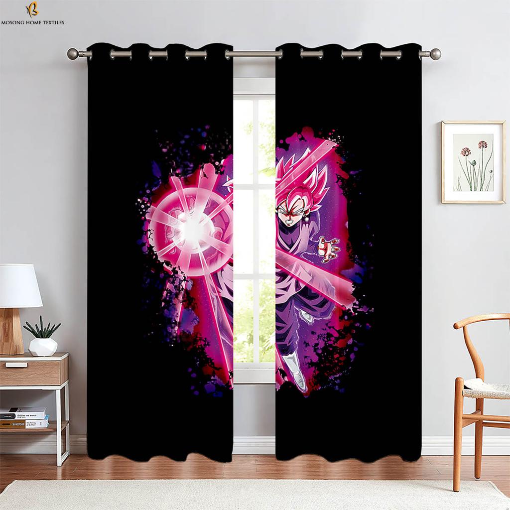 -Blooded Anime Cartoon Printed Curtains Boys And Girls Room Dormitory Decorative Curtains Easy To Wash And Care 2 Pieces