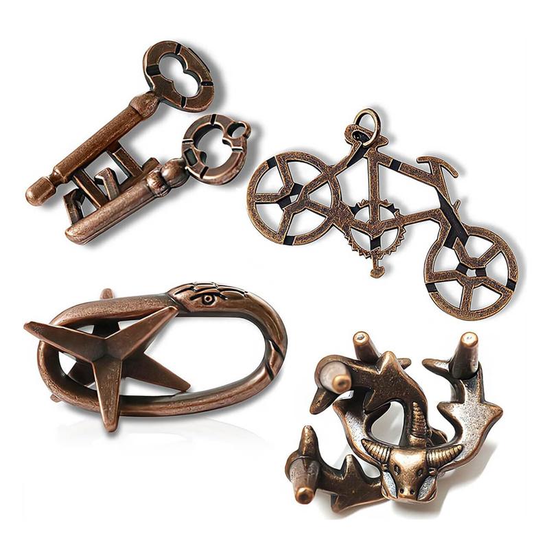 

4Pcs Set Lock Game Trick Iq Games Rompecabezas Metalico Juegos De Ingenio Y Habilidad Mental For Kids Good Gift