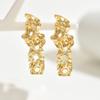 ins simple niche light luxury earrings Mori sweet pleated hollow design stud earrings versatile high-end earrings