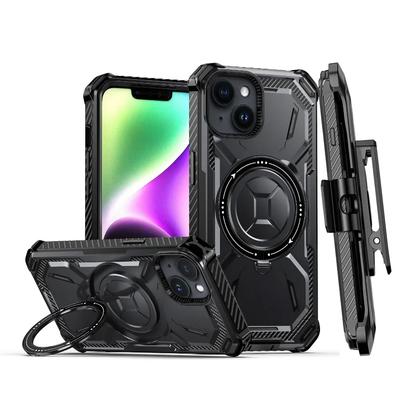 For iPhone 16 15 14 Plus 13 12 11 Pro Max Armor Rugged For MagSafe Magnetic Phone Case Cover With Ring Holder &Belt Clip Holster