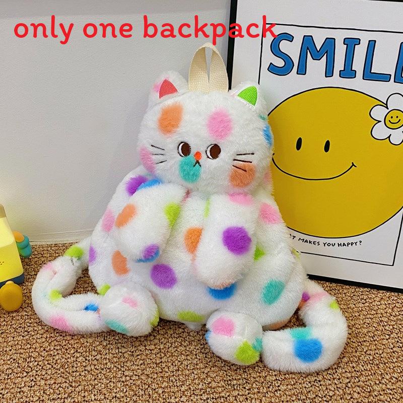 Cartoon Cat Siamese Plush Animal Backpack With Adjustable Straps Shoulder