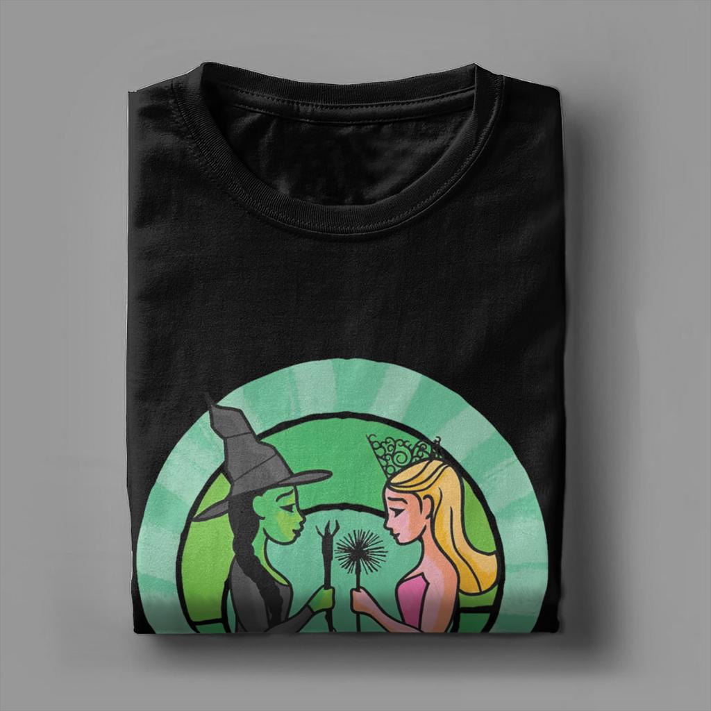 Wicked Glinda & Elphaba Sketched T Shirts Men 100% Cotton Cool T-Shirt Round Collar Movie Tee Short Sleeve Clothing Plus Size