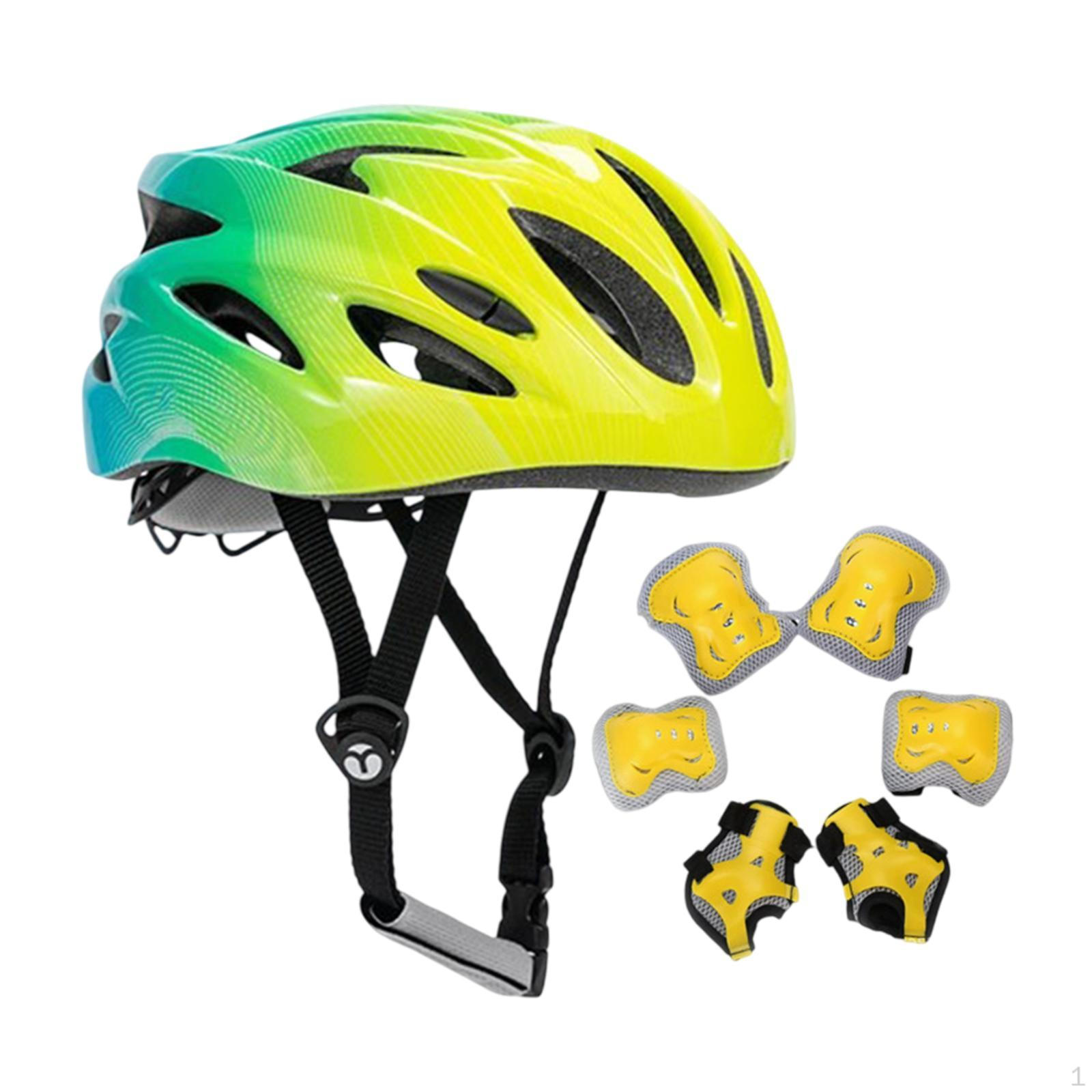 

Велосипедный шлем для детей Шлемы для скейтборда с наколенниками Регулируемые онлайн-ролики Green