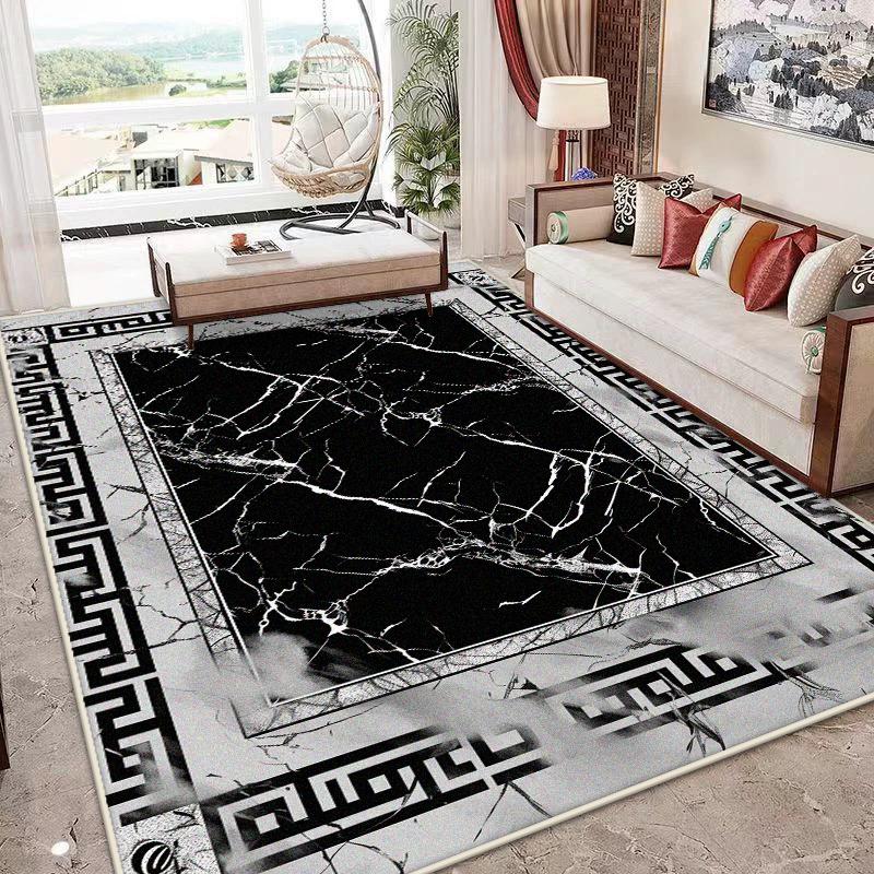 Nordic Marble Style Carpet for Living Room Light Luxury Decoration Sofa Easy Clean Soft Rug Bedroom Bedside Fluffy Non-slip Mat