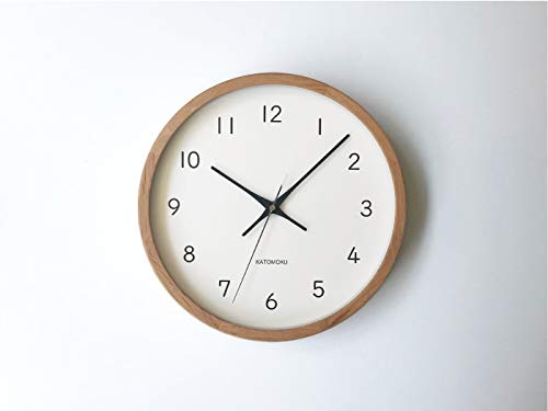 KATOMOKU Muku Uhr 13 Eiche Funkuhr laufender Sekundenzeiger km-104OARC 306mm (Funkuhr)