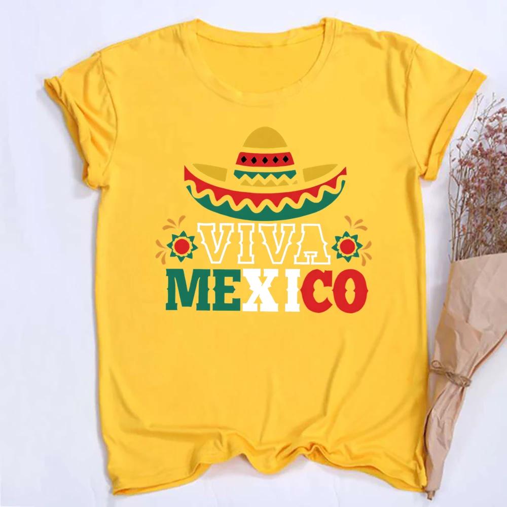 Круглая футболка с принтом  Viva Mexico  для женщин, футболка с узором Мексиканского флага ко Дню Независимости, женская футболка S