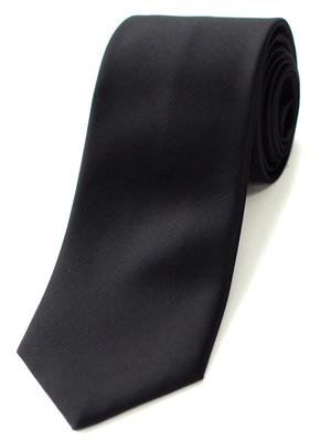 Plain Black Tie, Suitable for Funerals, Memorial Services, and Formal Occasions. Made of Silk with a Teflon Coating. (Narrow Tie)